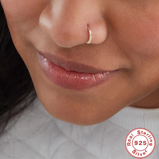 Sterling Silver Diamond Body Piercing Jewelry Nose Ring