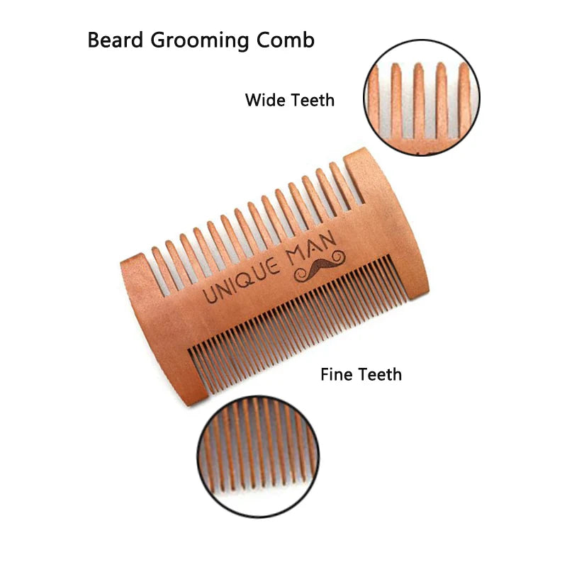 Natural Wood Hair Brush Beard Comb for Men Gift