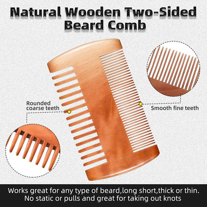 Natural Wood Hair Brush Beard Comb for Men Gift