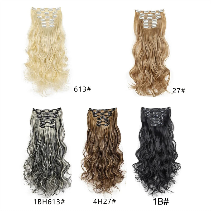 H&STAR 18" Soft Wavy Clip-in Hair Extensions - 6PCS for Thick, Natural Look