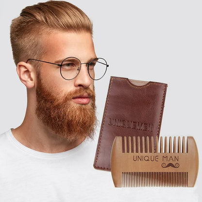 Natural Wood Hair Brush Beard Comb for Men Gift