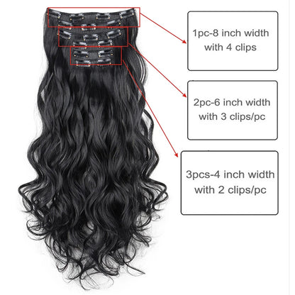 H&STAR 18" Soft Wavy Clip-in Hair Extensions - 6PCS for Thick, Natural Look