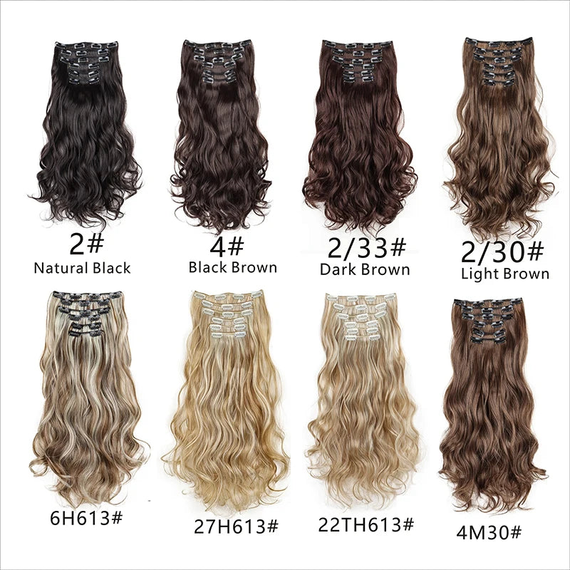 H&STAR 18" Soft Wavy Clip-in Hair Extensions - 6PCS for Thick, Natural Look