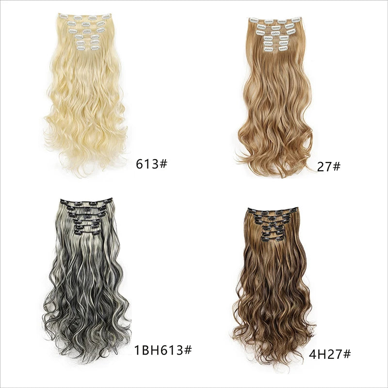 H&STAR 18" Soft Wavy Clip-in Hair Extensions - 6PCS for Thick, Natural Look