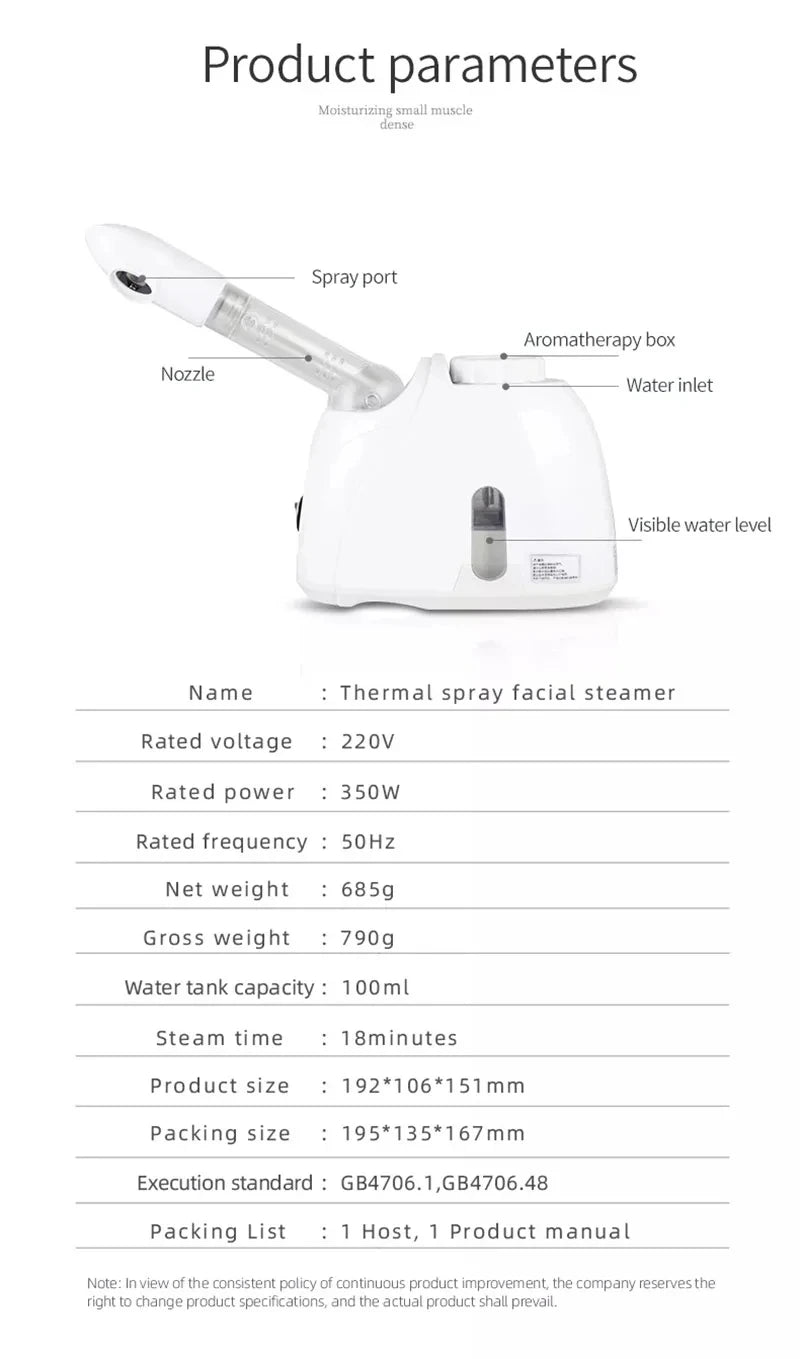 Facial Warm Mist Humidifier for Face Spa