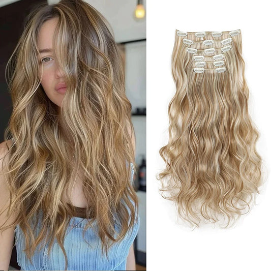 H&STAR 18" Soft Wavy Clip-in Hair Extensions - 6PCS for Thick, Natural Look