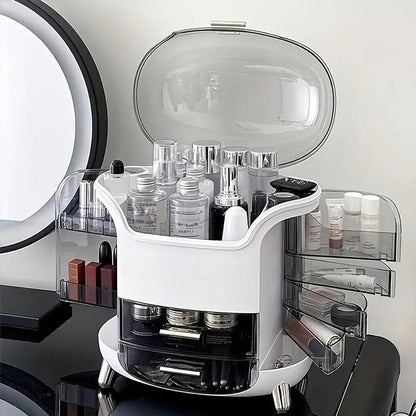 Clear Multi Grid Large Capacity Cosmetic Storage Box with Drawer for Lipstick, Makeup Brush, Desktop Organiser