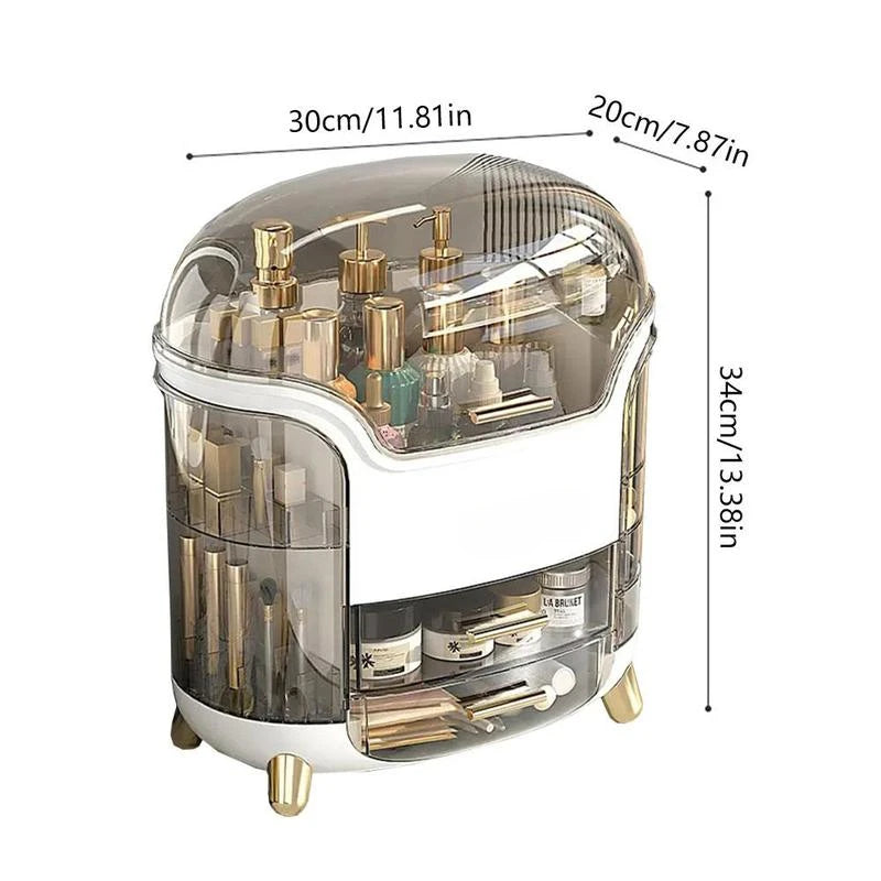 Clear Multi Grid Large Capacity Cosmetic Storage Box with Drawer for Lipstick, Makeup Brush, Desktop Organiser