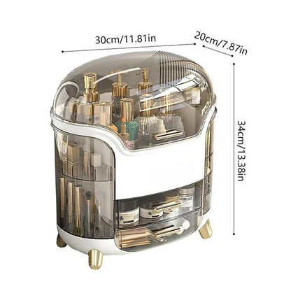 Clear Multi Grid Large Capacity Cosmetic Storage Box with Drawer for Lipstick, Makeup Brush, Desktop Organiser