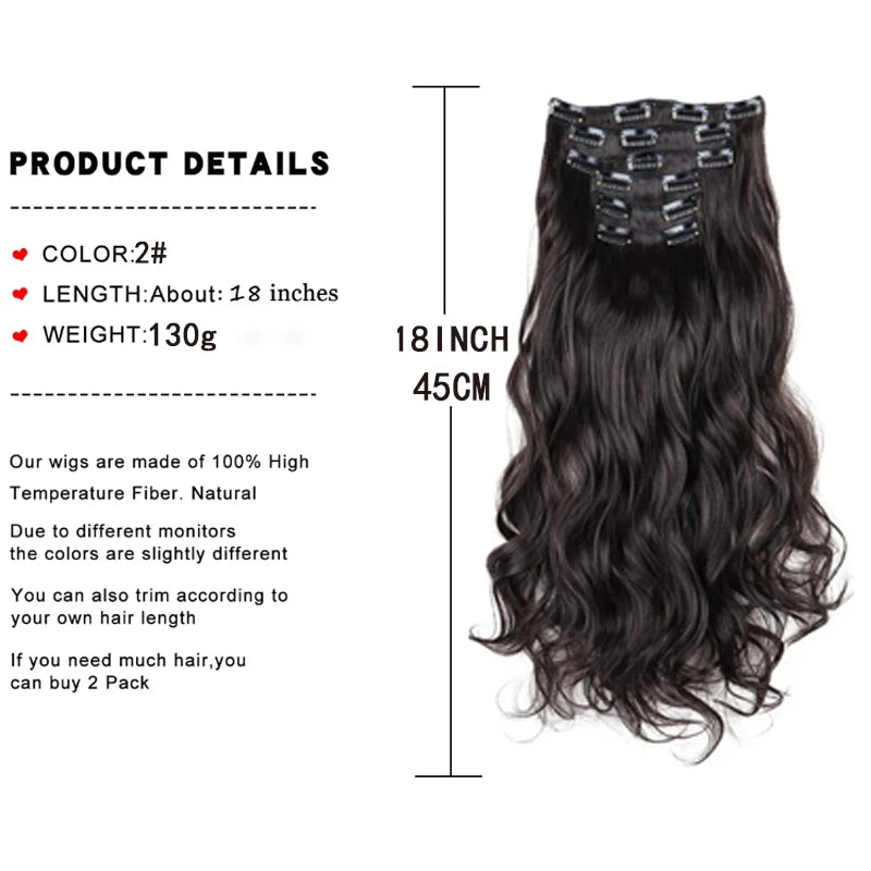 H&STAR 18" Soft Wavy Clip-in Hair Extensions - 6PCS for Thick, Natural Look